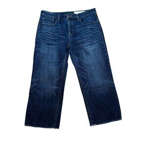 Treasure & Bond Shelter Wide Leg Crop Jeans 31 Mid Rise Frayed Hem 90s